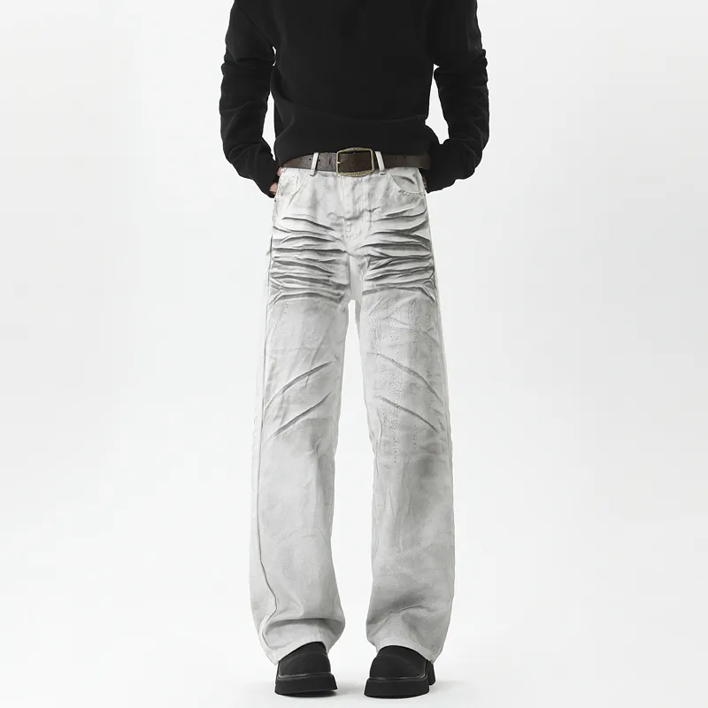 HOKLV Jeans Unisex White-3