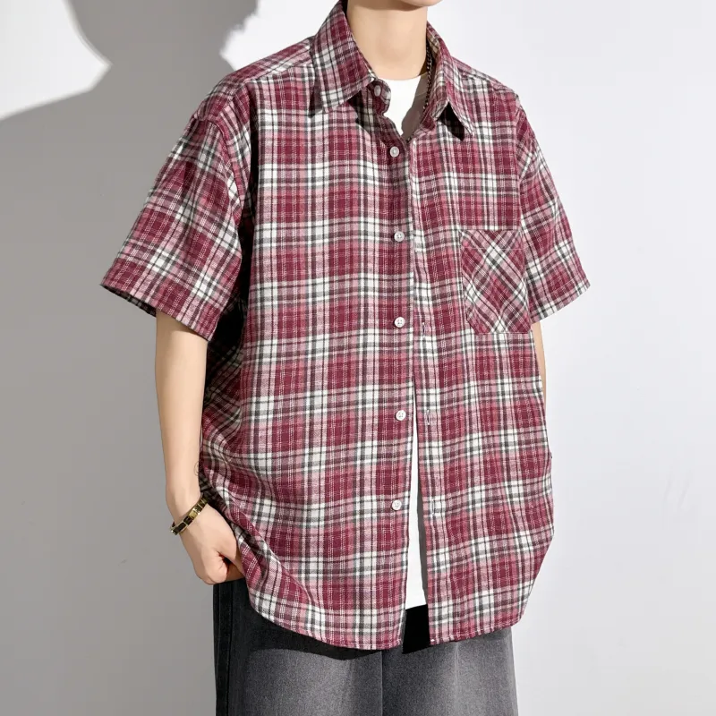 HOKLV Shirts Unisex Red Plaid-2