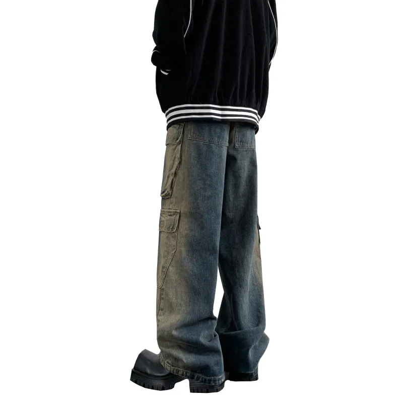 HOKLV Cargo Pants Unisex Light Blue-7