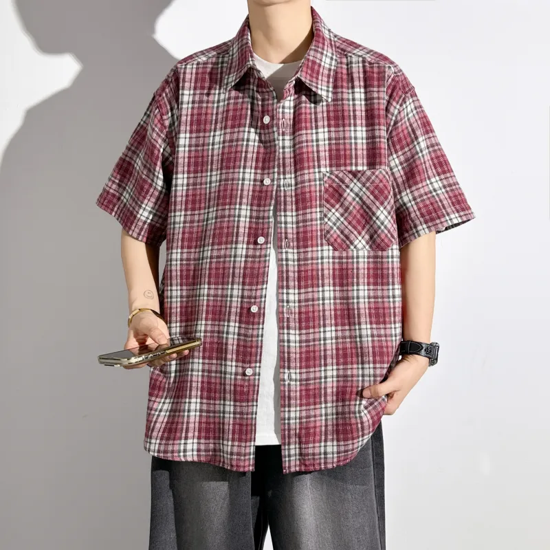 HOKLV Shirts Unisex Red Plaid-1