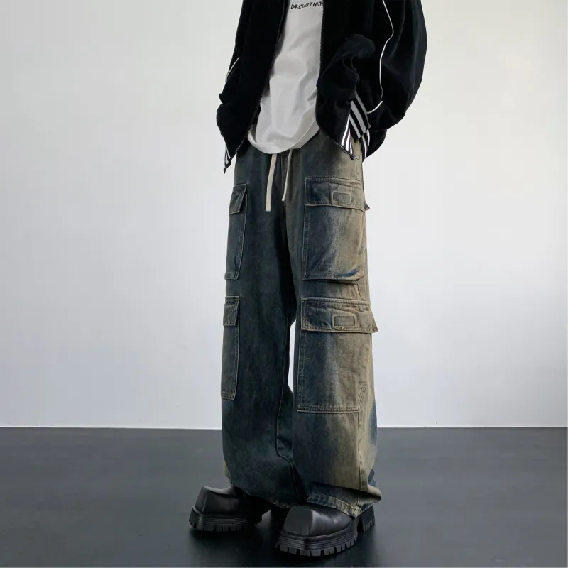 HOKLV Cargo Pants Unisex Light Blue-9