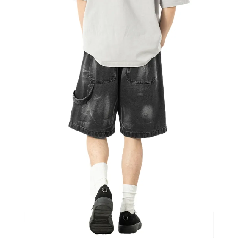 HOKLV Denim Shorts Unisex Black-1