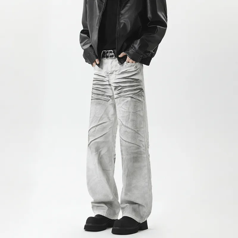 HOKLV Jeans Unisex White-5