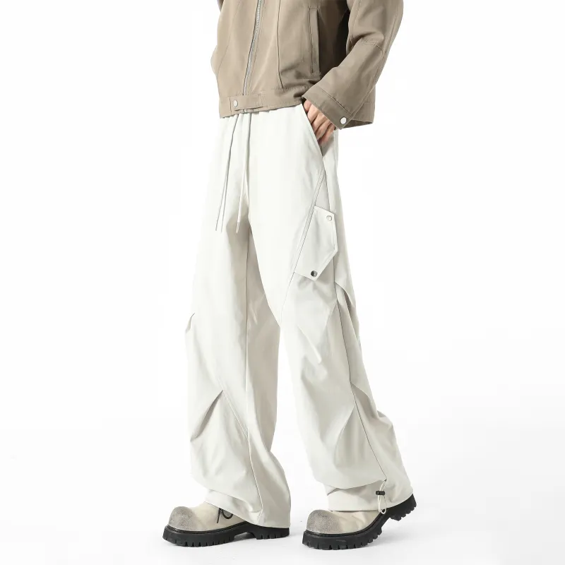 HOKLV Casual Pants Unisex Greige-1