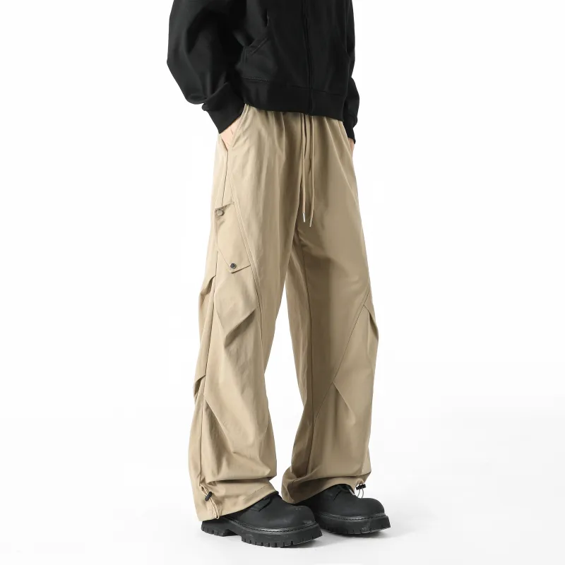 HOKLV Casual Pants Unisex Greige-7