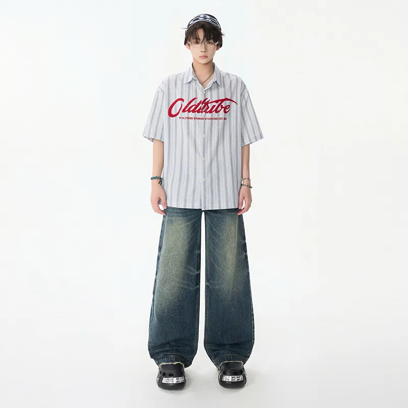 HOKLV Jeans Unisex Vintage Blue-1