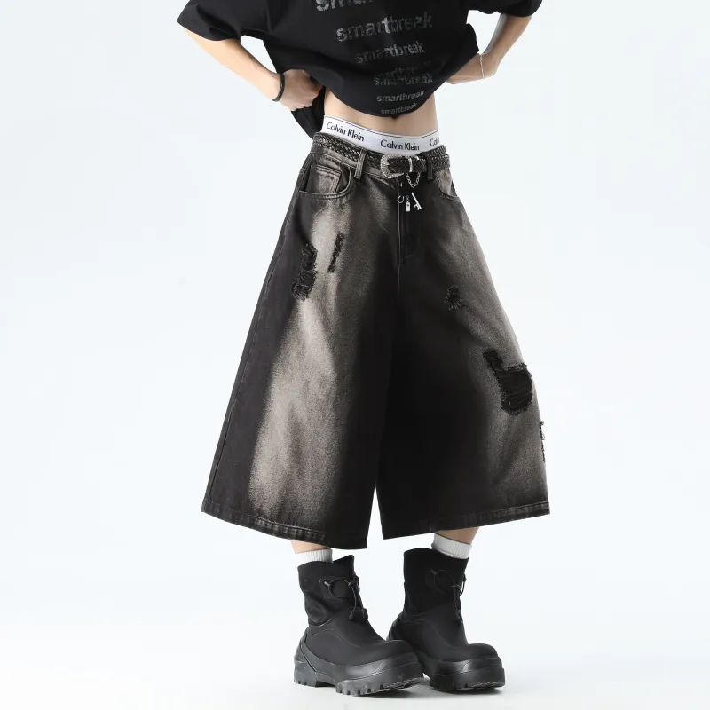 HOKLV Denim Shorts Unisex-12