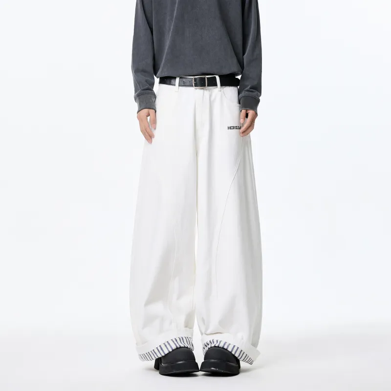 HOKLV Jeans Unisex White-5