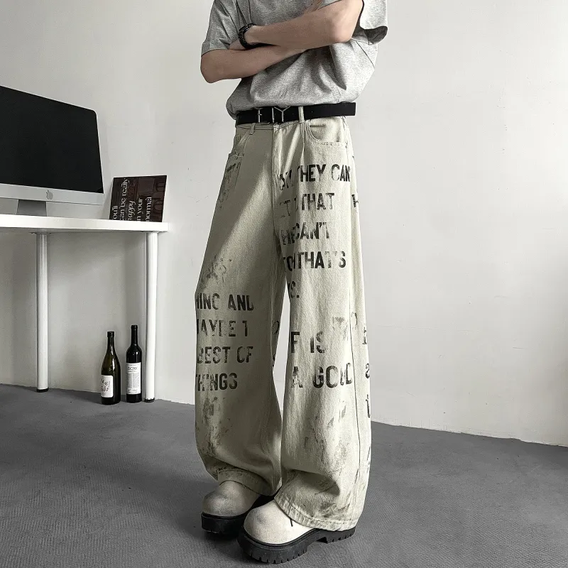 HOKLV Jeans Unisex Dirty White-4