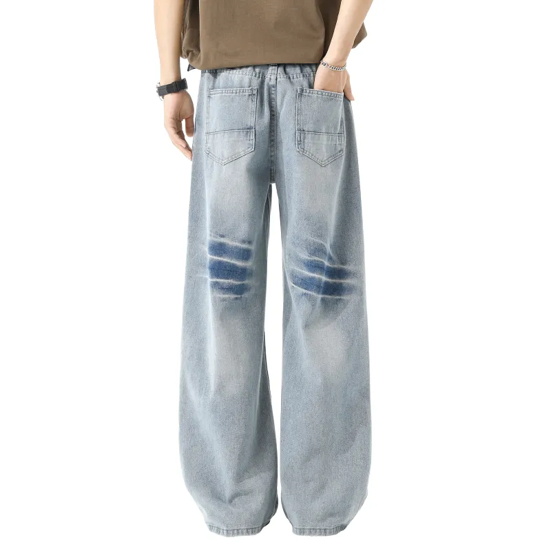 HOKLV Jeans Unisex Vintage Blue-1