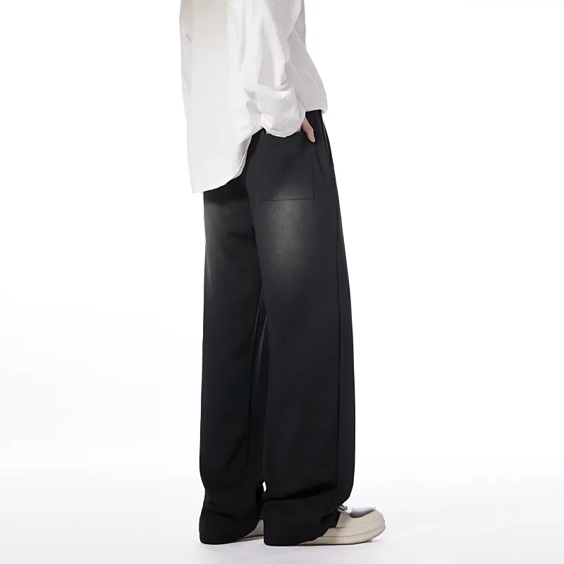 HOKLV Casual Pants Unisex Washed Black-5