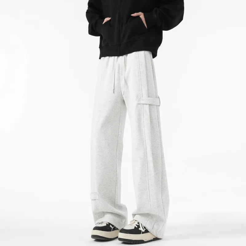 HOKLV Knitted Sports Pants Unisex White Heather Gray-16