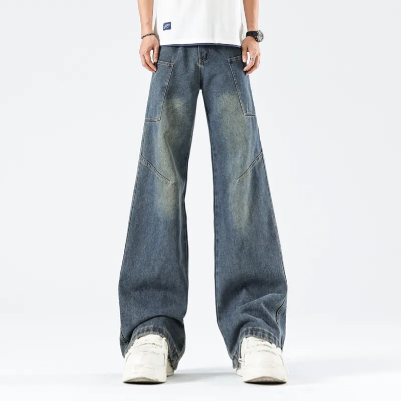 HOKLV Jeans Unisex Vintage Blue-7