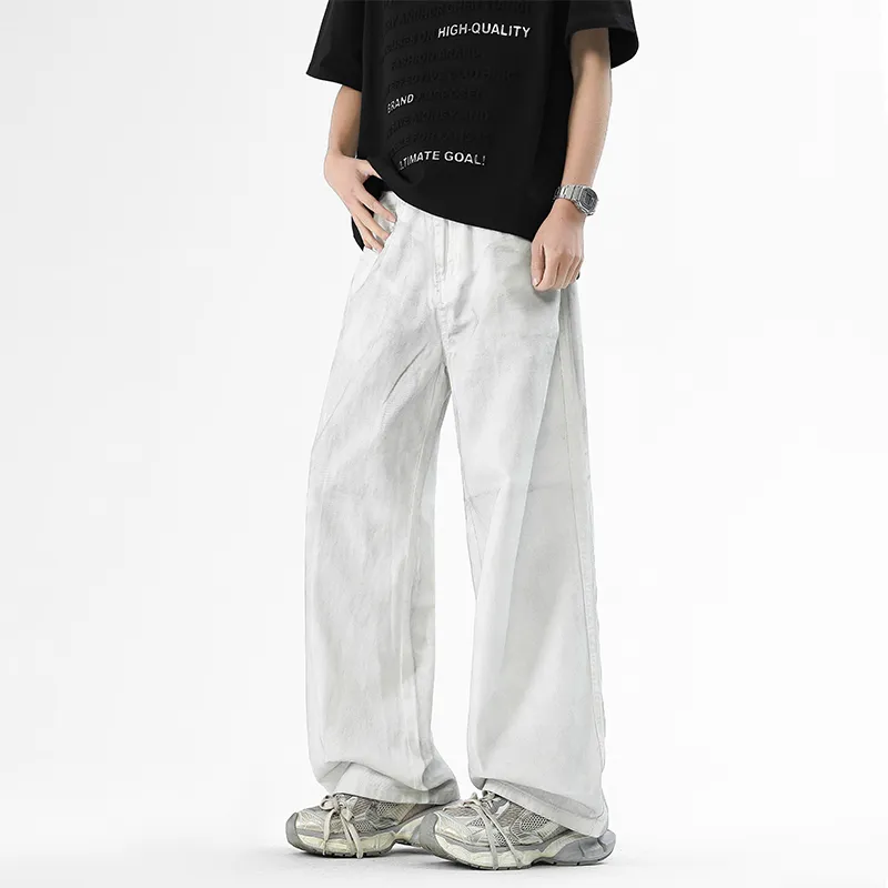 HOKLV Jeans Unisex White-3