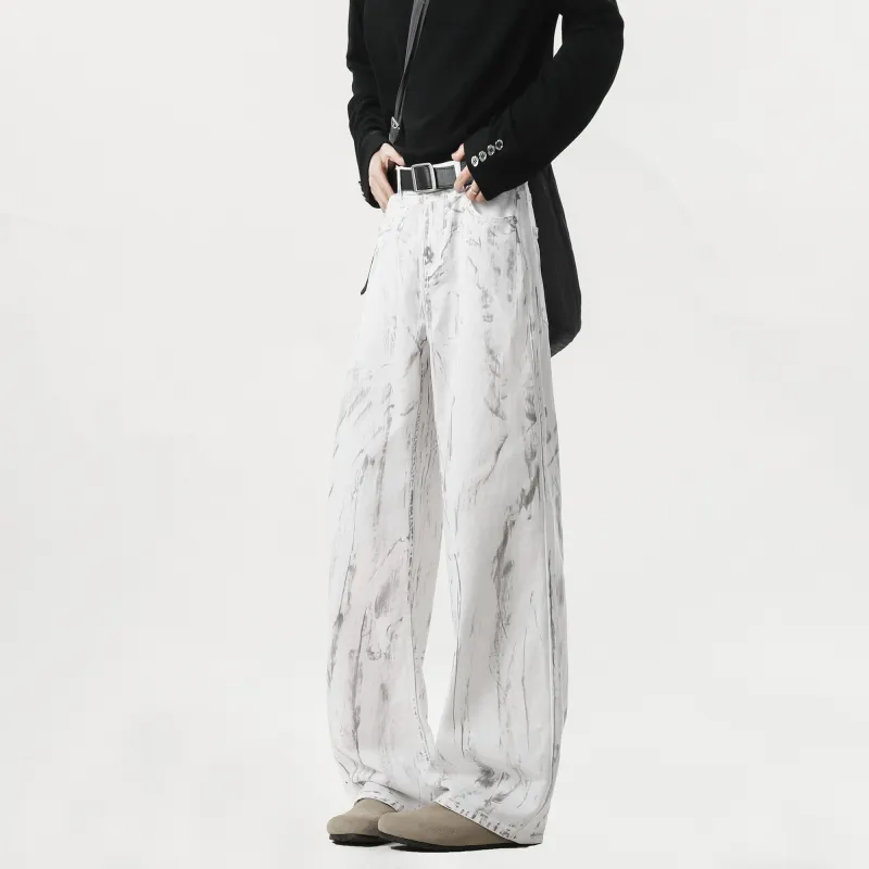 HOKLV Jeans Unisex Dirty White-3