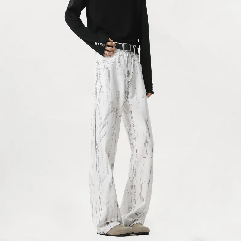 HOKLV Jeans Unisex Dirty White-7