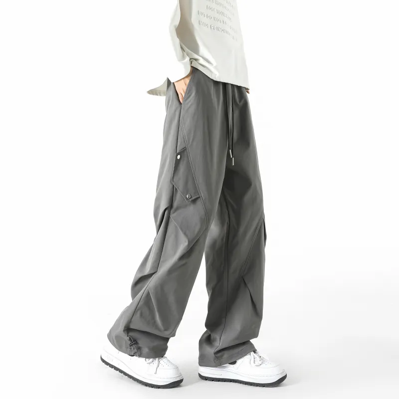 HOKLV Casual Pants Unisex Greige-12