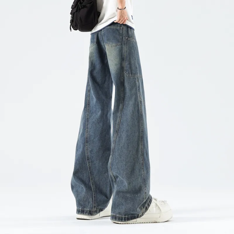 HOKLV Jeans Unisex Vintage Blue-9