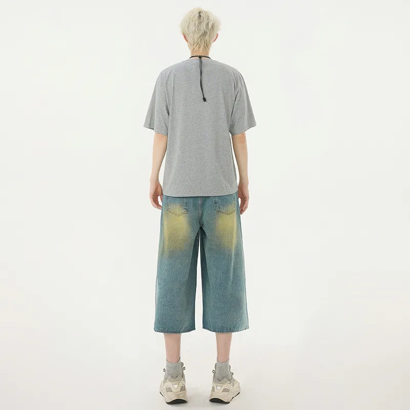 HOKLV Denim Shorts Unisex Vintage Blue-7