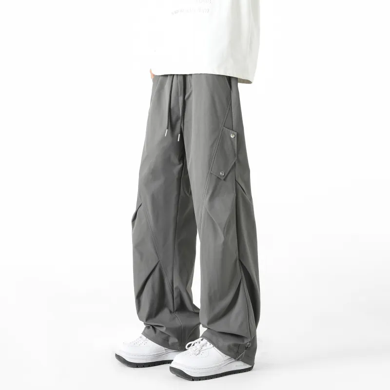 HOKLV Casual Pants Unisex Greige-11