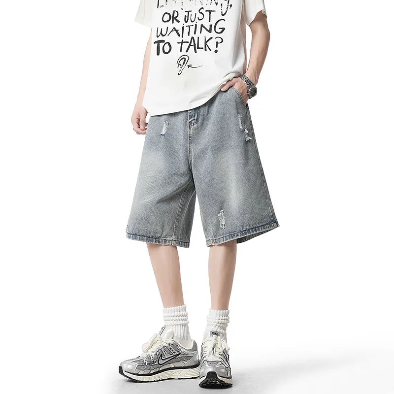 HOKLV Denim Shorts Unisex Black-5