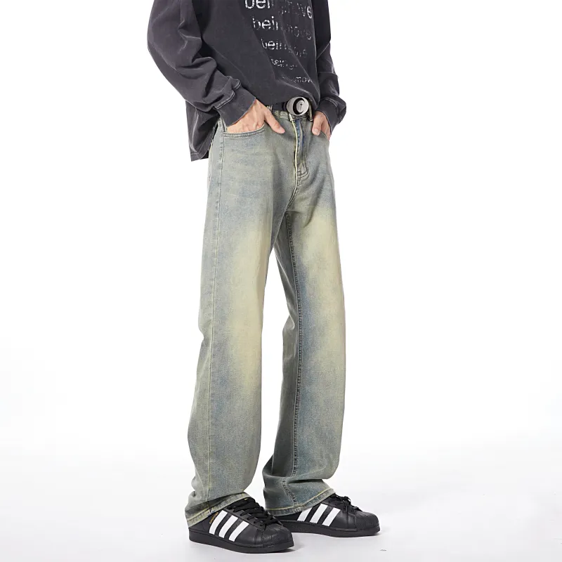 HOKLV Jeans Unisex Yellow Mud-4