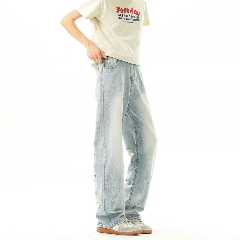 HOKLV Jeans Unisex Light Blue-3