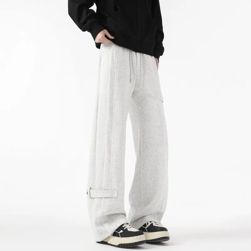 HOKLV Knitted Sports Pants Unisex White Heather Gray-17