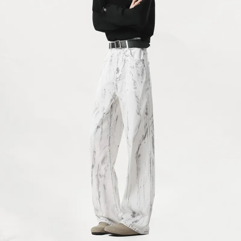 HOKLV Jeans Unisex Dirty White-6