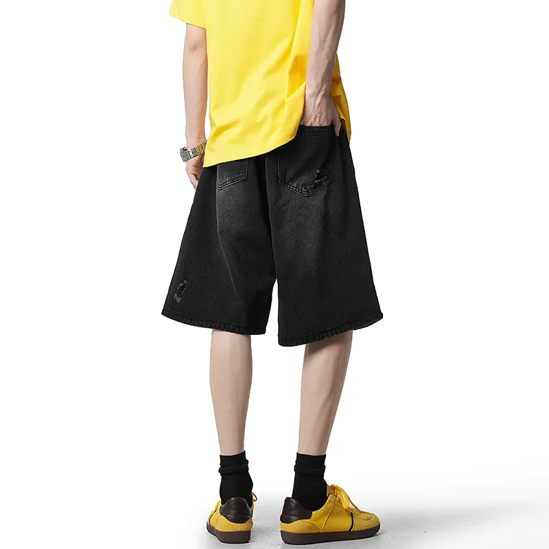 HOKLV Denim Shorts Unisex Black-1