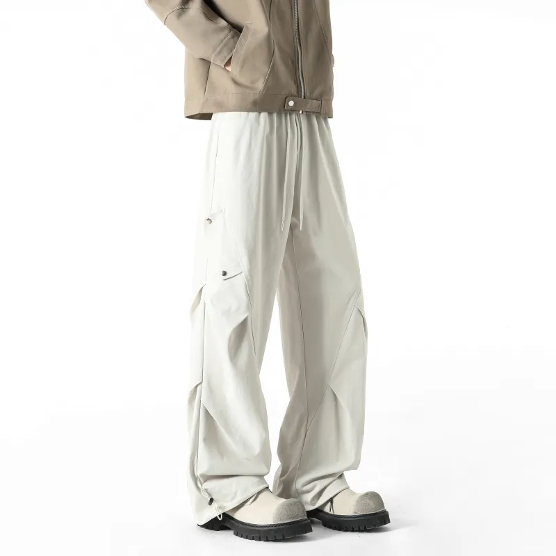 HOKLV Casual Pants Unisex Greige-2