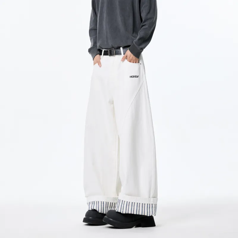 HOKLV Jeans Unisex White-7