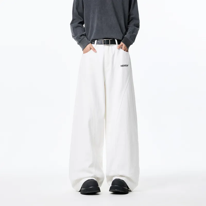 HOKLV Jeans Unisex White-4