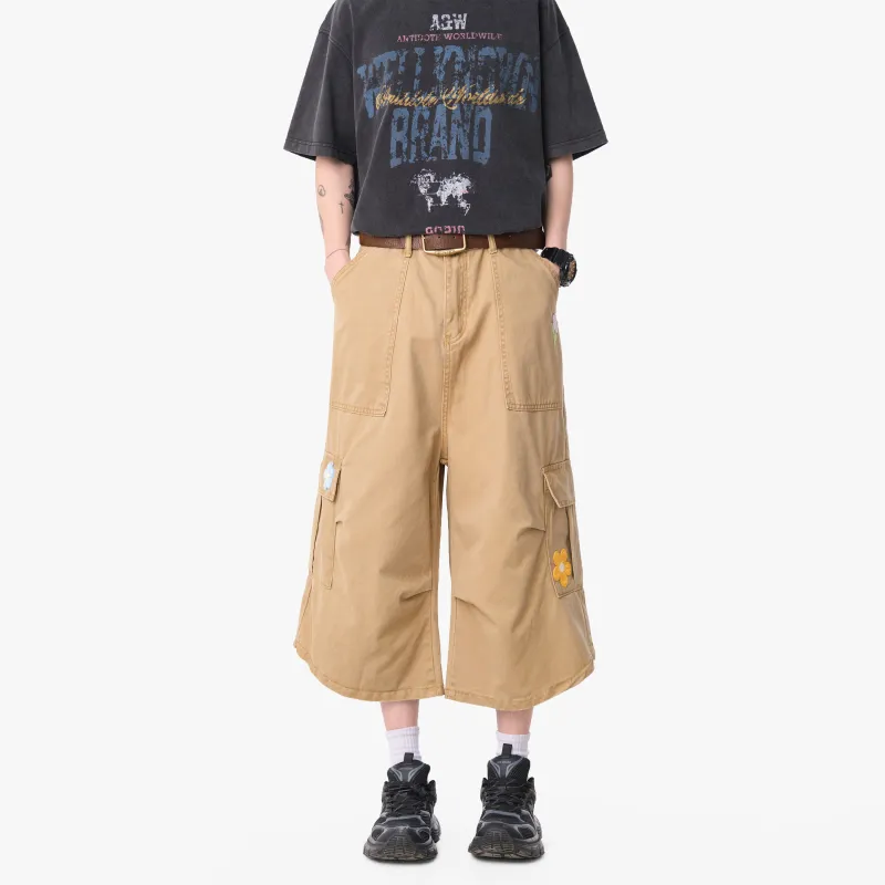 HOKLV Denim Shorts Unisex Burgundy-45