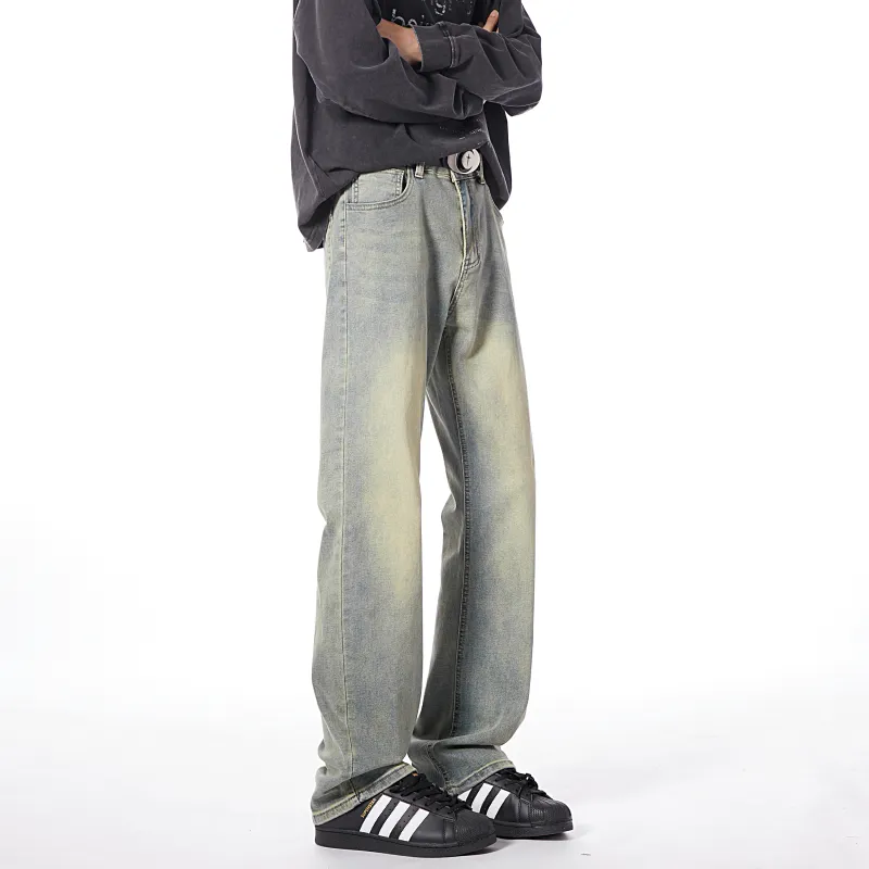 HOKLV Jeans Unisex Yellow Mud-5