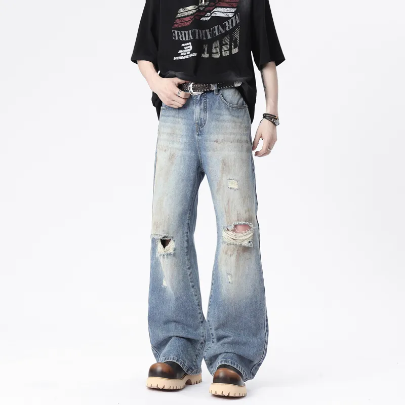 HOKLV Jeans Unisex Vintage Blue-2