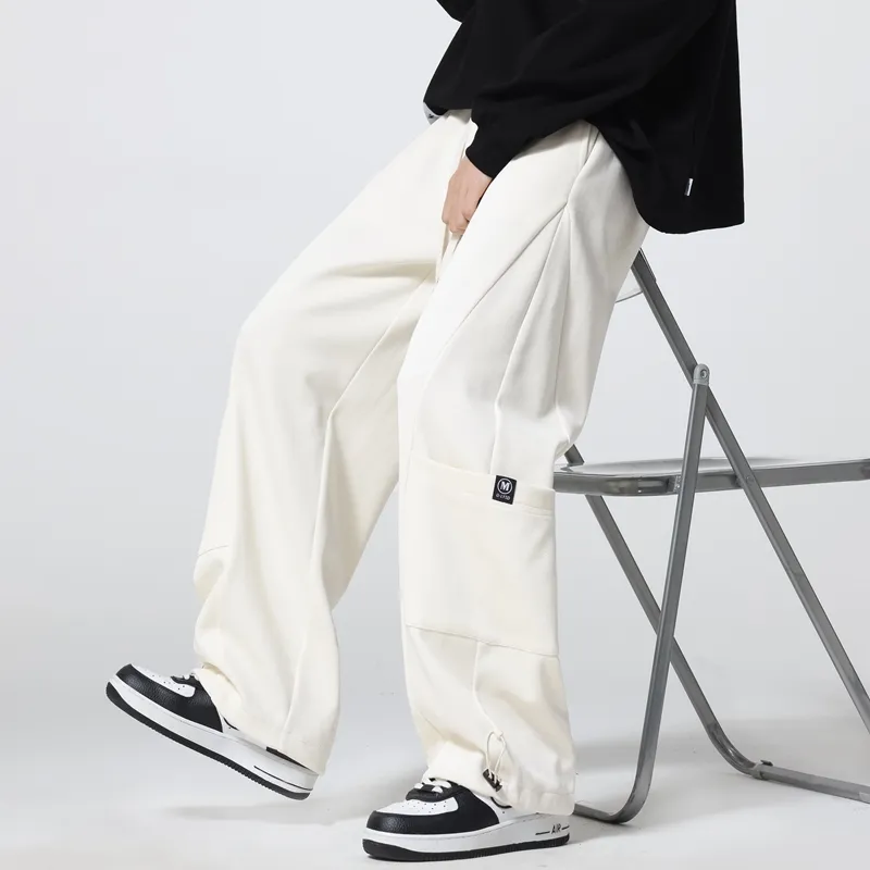 HOKLV Casual Pants Unisex White-9