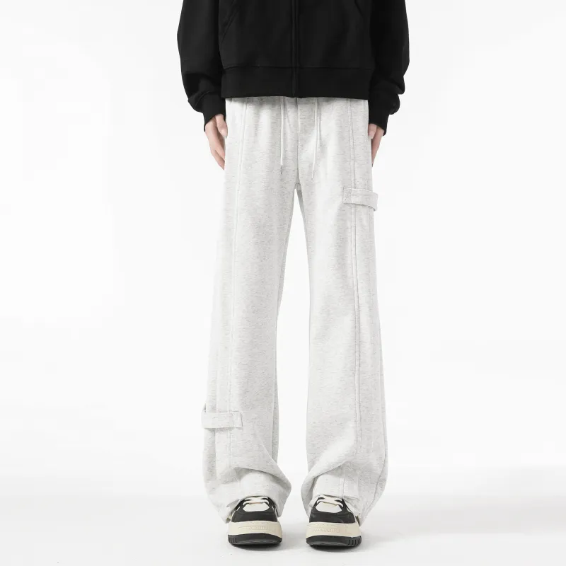 HOKLV Knitted Sports Pants Unisex White Heather Gray-14