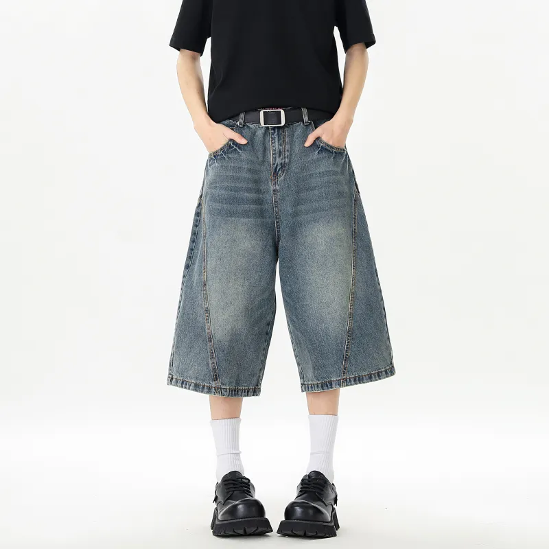 HOKLV Denim Shorts Unisex Blue-2