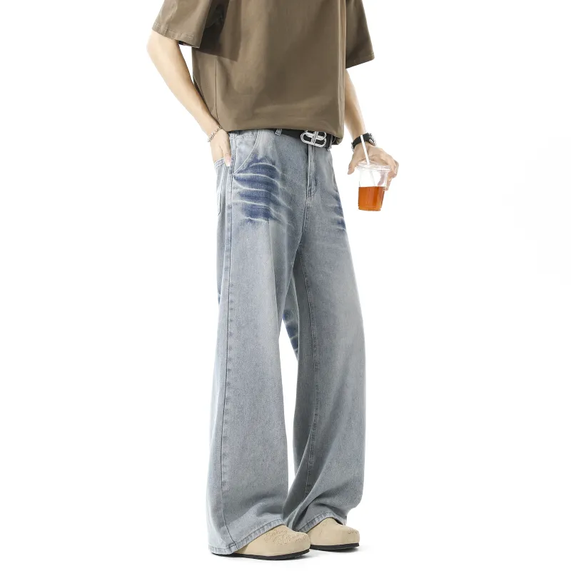 HOKLV Jeans Unisex Vintage Blue-5