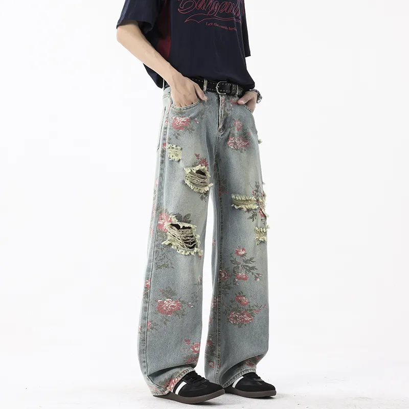 HOKLV Jeans Unisex Blue-5