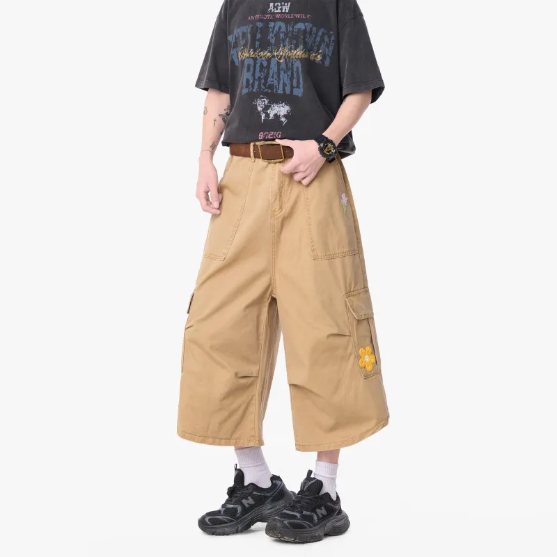 HOKLV Denim Shorts Unisex Burgundy-44