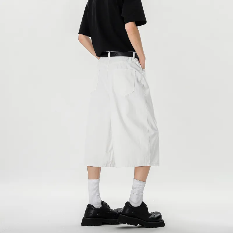 HOKLV Denim Shorts Unisex White-1