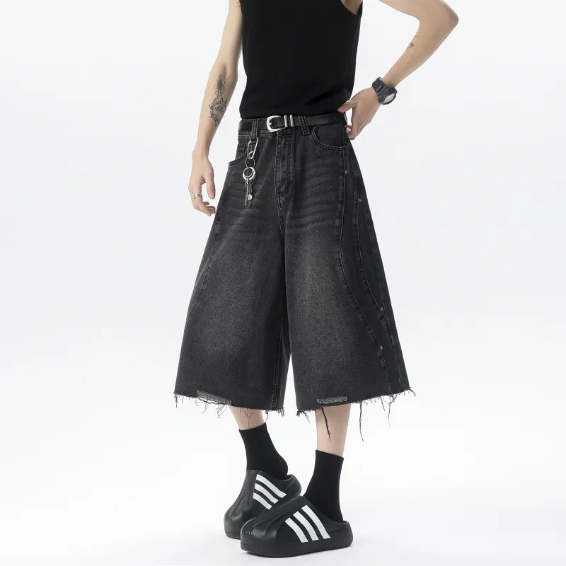 HOKLV Denim Shorts Unisex-12