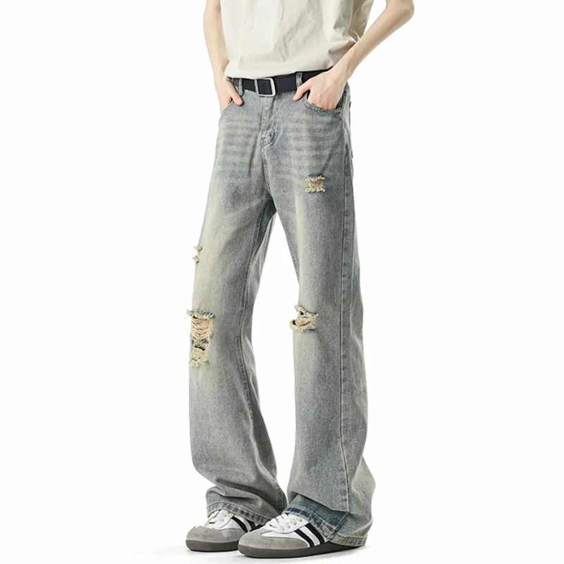 HOKLV Jeans Unisex Vintage Blue-3