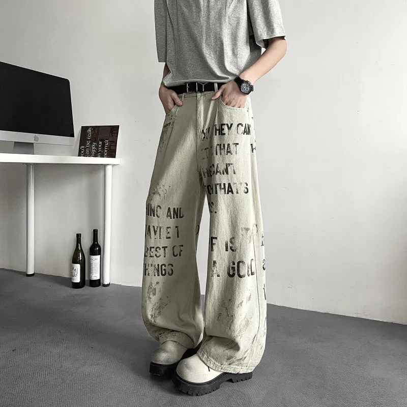 HOKLV Jeans Unisex Dirty White-3