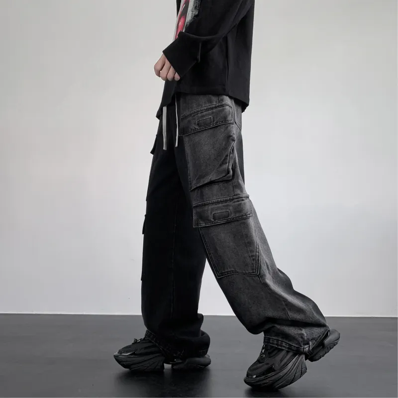 HOKLV Cargo Pants Unisex Light Blue-15