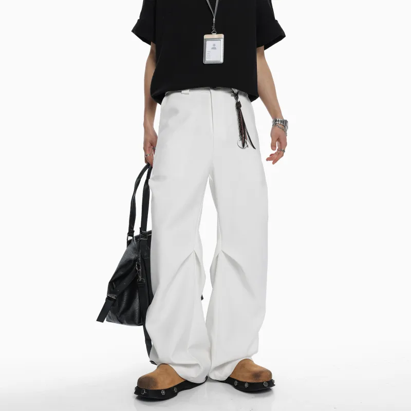 HOKLV Casual Pants Unisex White-14
