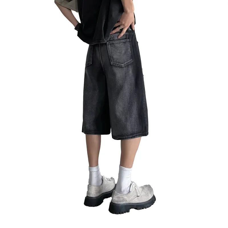 HOKLV Denim Shorts Unisex Black-1