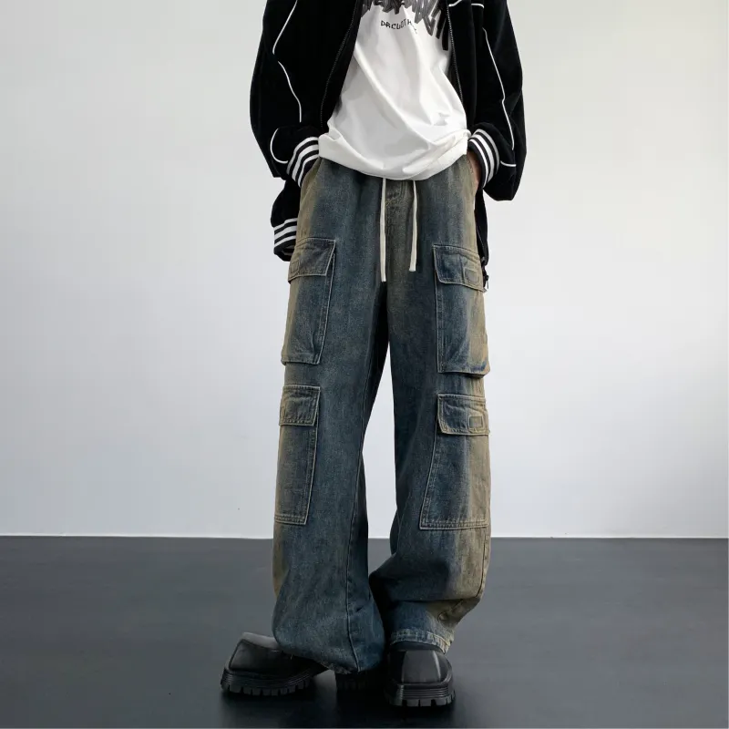 HOKLV Cargo Pants Unisex Light Blue-8